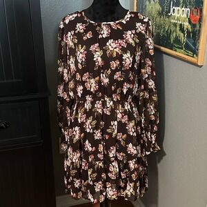 Lauren‎ Conrad Floral Dress Large Boho Cottagecore Long Sleeve Lined Romantic